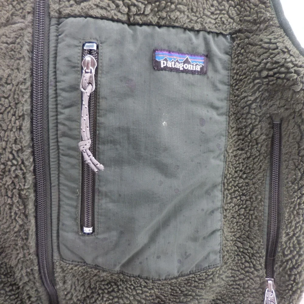Patagonia Mens Retro-X Fleece Vest Green Full Zip Sherpa Size Medium 23044